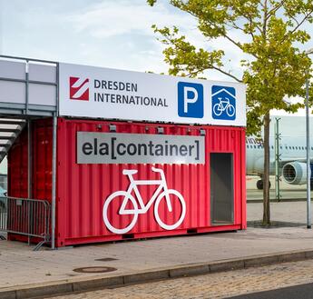 Bicycle container at Dresden Airport